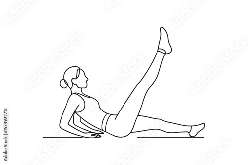 Leg raise exercise continuous one line drawing minimalism design