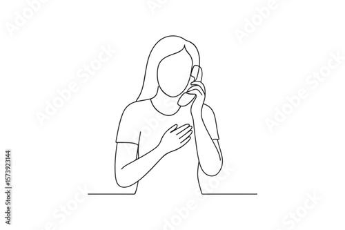 Phone consultation continuous one line drawing minimalism design