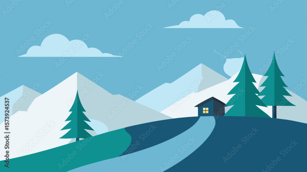 Fototapeta premium winter landscape with mountains