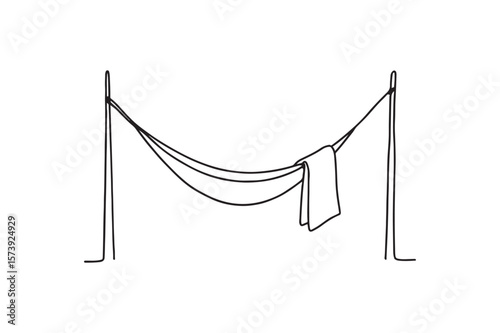 Hammock with side towel continuous one line drawing minimalism design