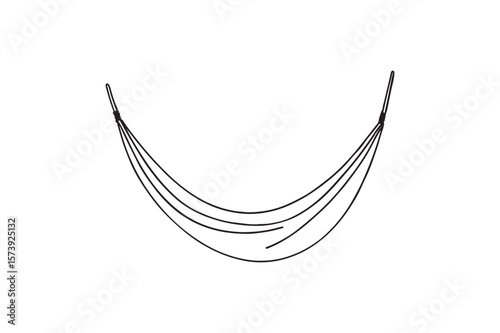 Hanging hammock with suspension ropes continuous one line drawing minimalism design