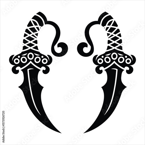 Ornate curved daggers with intricate handles curved blade ornate handle