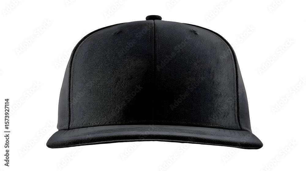 Fototapeta premium Mock up blank black snaback hat, white background.
