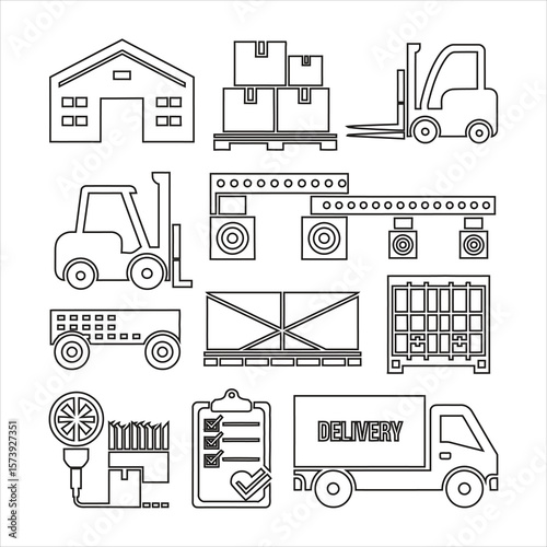 Warehouse forklift boxes trailer truck delivery checklist pallet