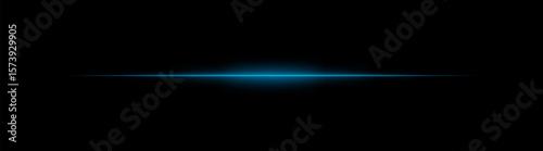 Thin Blue laser beam across dark background with glowing center. Minimalistic horizontal light effect with sharp gradient and smooth fade at edges.