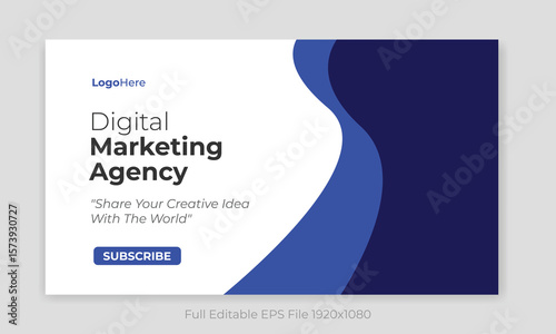 Creative corporate social media web banner and YouTube thumbnail template  YouTube live stream video thumbnail for marketing agency | video thumbnail | YouTube thumbnail