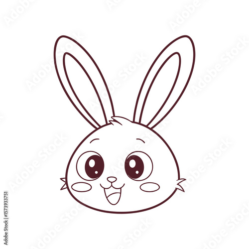 Fluffy Cartoon Bunny with Big Ears and Round Cheeks