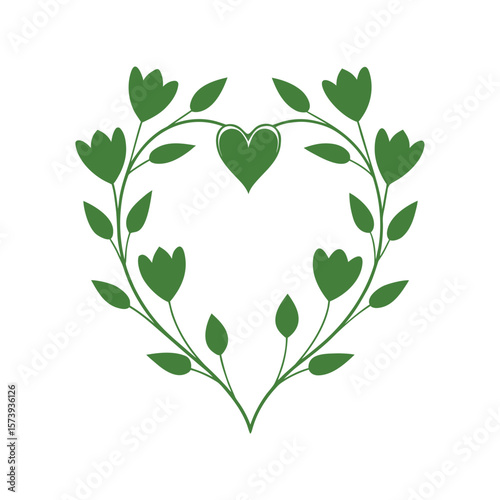 Thorny heart floral frame silhouette for unique wedding art and emotional card themes