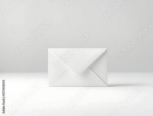 Crisp White Envelope Resting on a Table, Perfect for Announcements