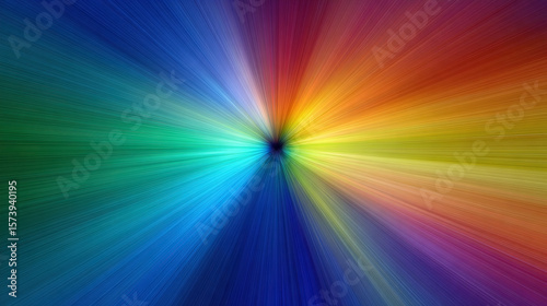 Radiating rainbow colors create an abstract design with vibrancy and energetic movement, a multicolored background with bright shades.