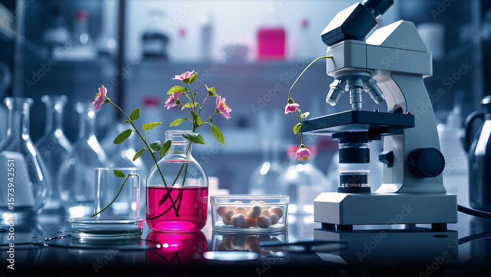 Naklejka premium bioscience and microbiology