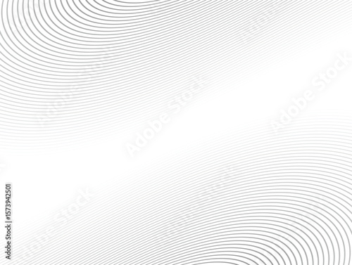 Black concentric curved lines ripple across a white canvas, creating a hypnotic wave illusion. A striking abstract texture ideal for editorial and tech designs.