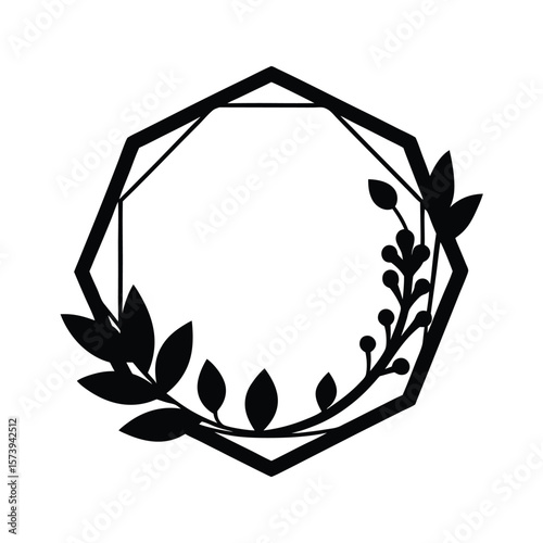 Heart shaped floral wreath silhouette for Valentine romantic occasion and gift framing  