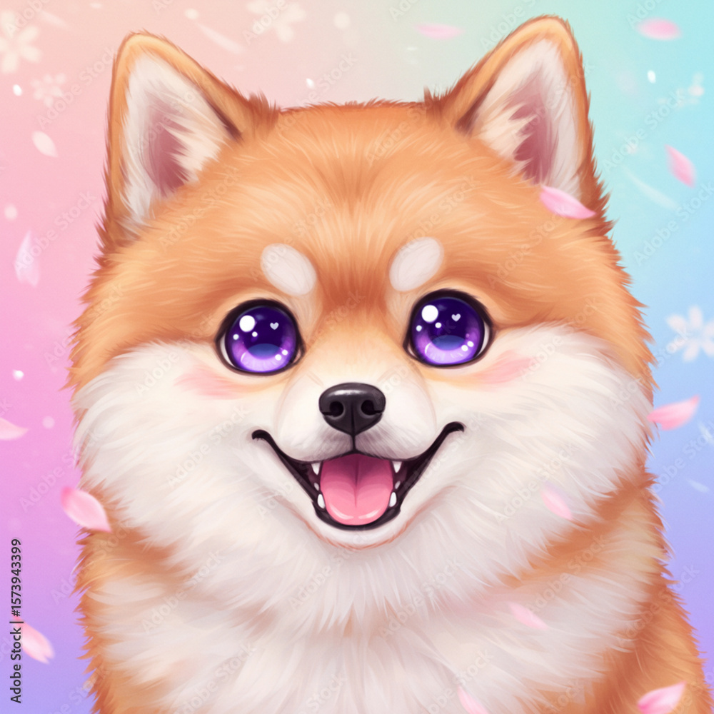 Obraz premium Cute Anime Dog