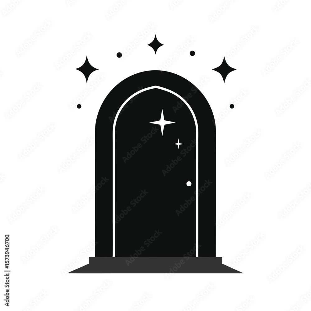 Fototapeta premium Magic portal door silhouette with sparkles for fantasy concept and mystical entrance