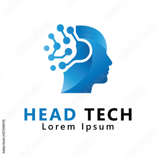 Human technology or human digital head tech icon symbol robot tech logo design