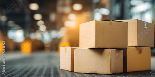 clearance sale, factory storage warehouse liquidation final markdown or discount. warehouse storage stock background with copy space on cardboard box