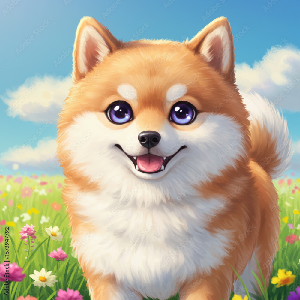 Obraz premium Cute Anime Dog
