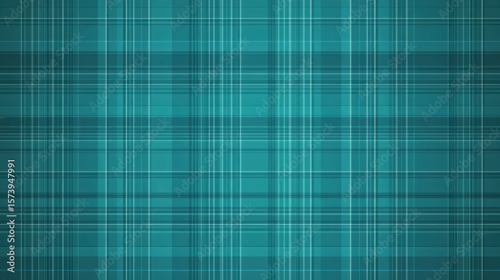 Fototapeta premium Teal plaid fabric texture background; design element