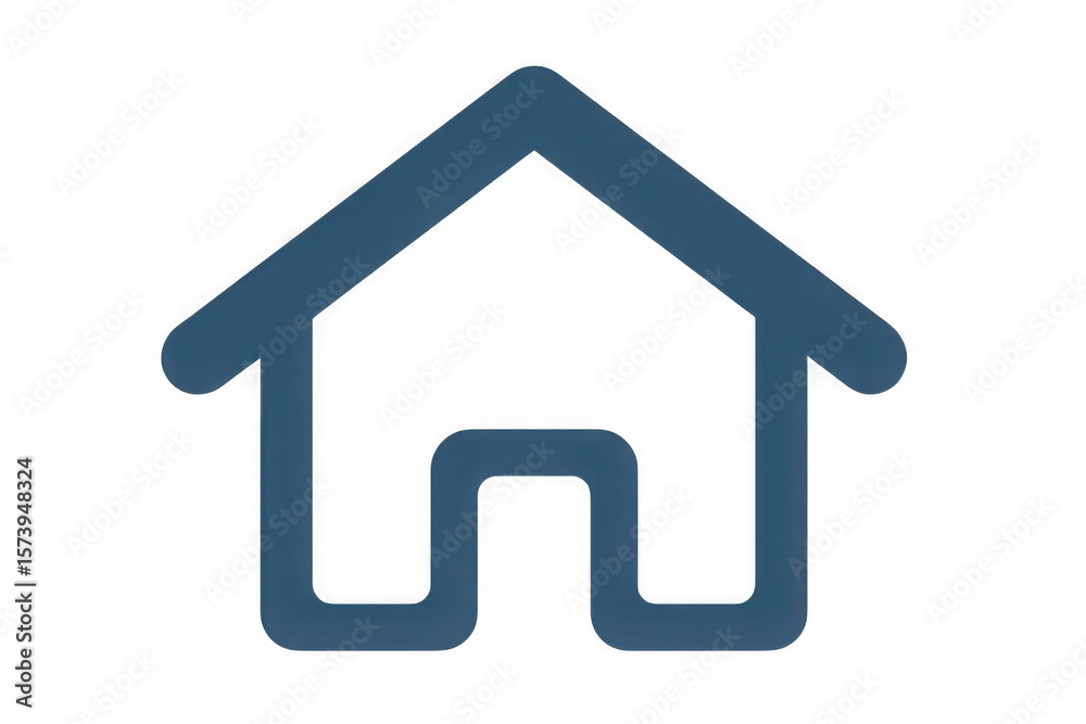 Fototapeta premium A simple blue house icon with rounded edges on a white background design