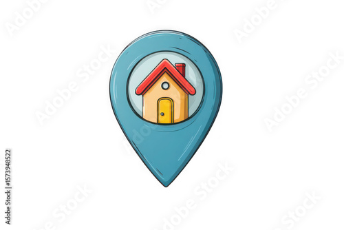 Free Download Illustration of a house inside a location pin on a white background view - GFXLoad
