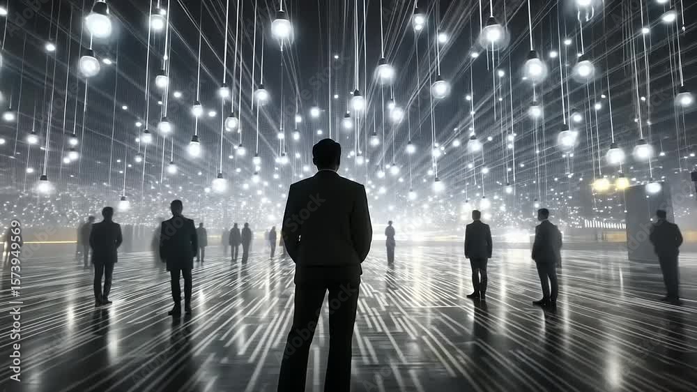 Business Leader Contemplates the Future Amidst Innovation and Global Connections