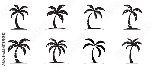 Palm Tree Silhouette Vector Set, Palm Tree  Logo