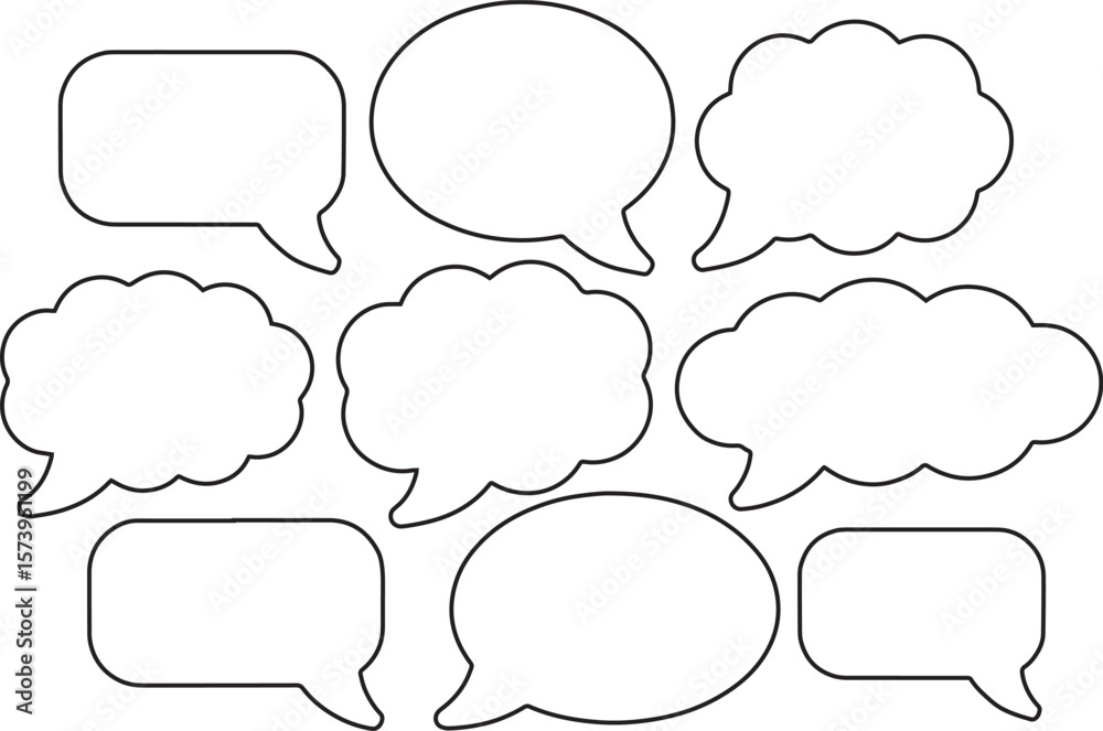 Fototapeta premium Comic-style speech bubble set in vector design for chat and message illustrations