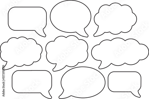 Comic-style speech bubble set in vector design for chat and message illustrations