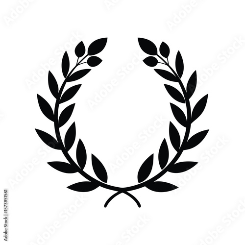 Floral wreath symmetrical silhouette for elegant invitation borders and feminine layouts