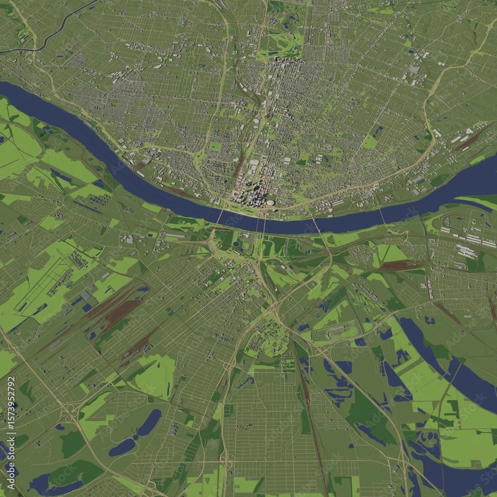Obraz premium 3D illustration of city and urban in St. Louis Missouri USA