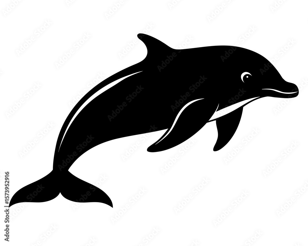 Fototapeta premium Beluga vector black animal silhouette on white background