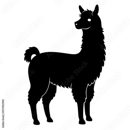 Alpaca vector black animal silhouette on white background