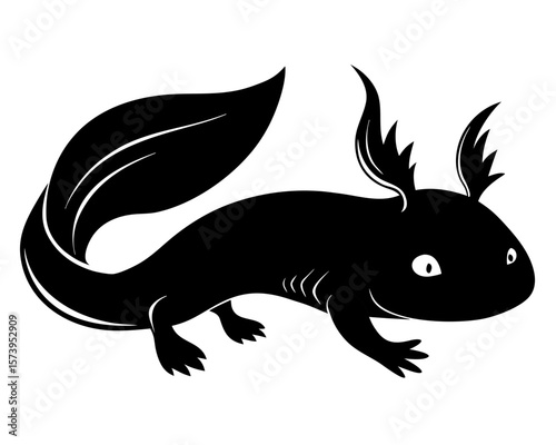 Axolotl vector black animal silhouette on white background