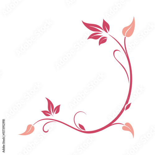 Decorative side corner floral swirl frame silhouette for botanical frame and card making