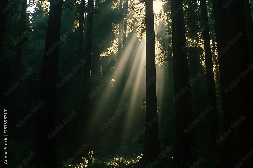 Obraz premium sun rays in the forest