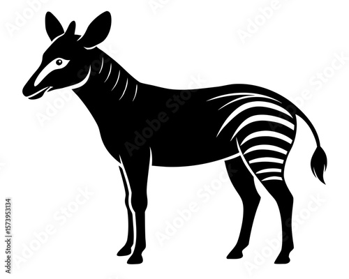 Okapi vector black animal silhouette on white background