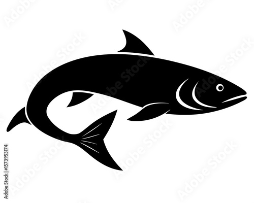 Salmon vector black animal silhouette on white background
