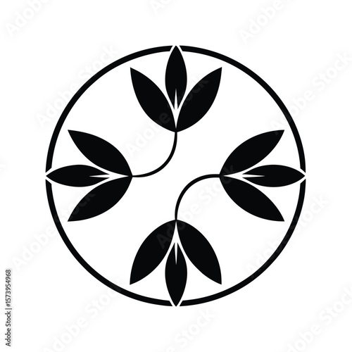 Circle with double lines and dots silhouette for minimalist branding and icon design