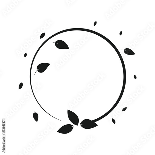 Floral petal falling frame silhouette for dreamy and soft botanical greeting card art