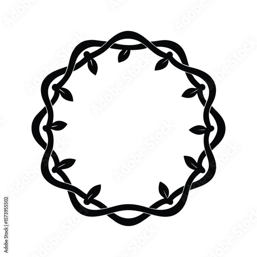 Frame made from flower vines silhouette for botanical design and elegant rustic decor
