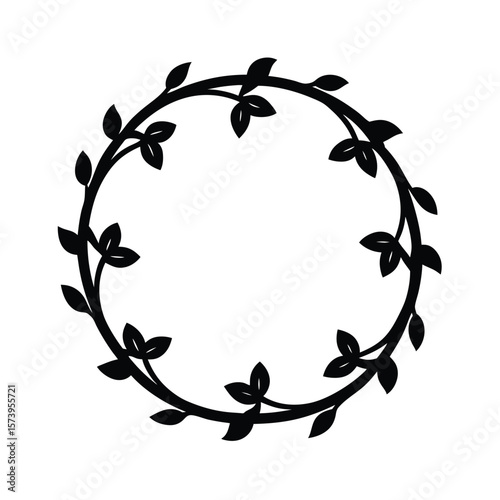 Flower vine border frame silhouette for rustic wedding invitations and nature inspired art