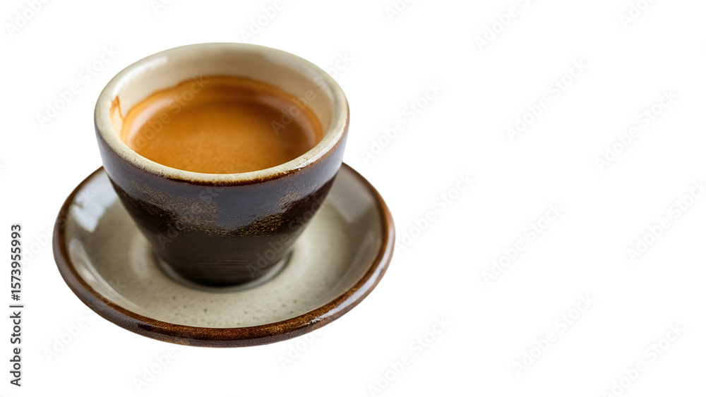 Fototapeta premium Artisanal Espresso in Ceramic Cup on Isolated White Background