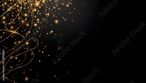 golden lights shine on a black background with a black background