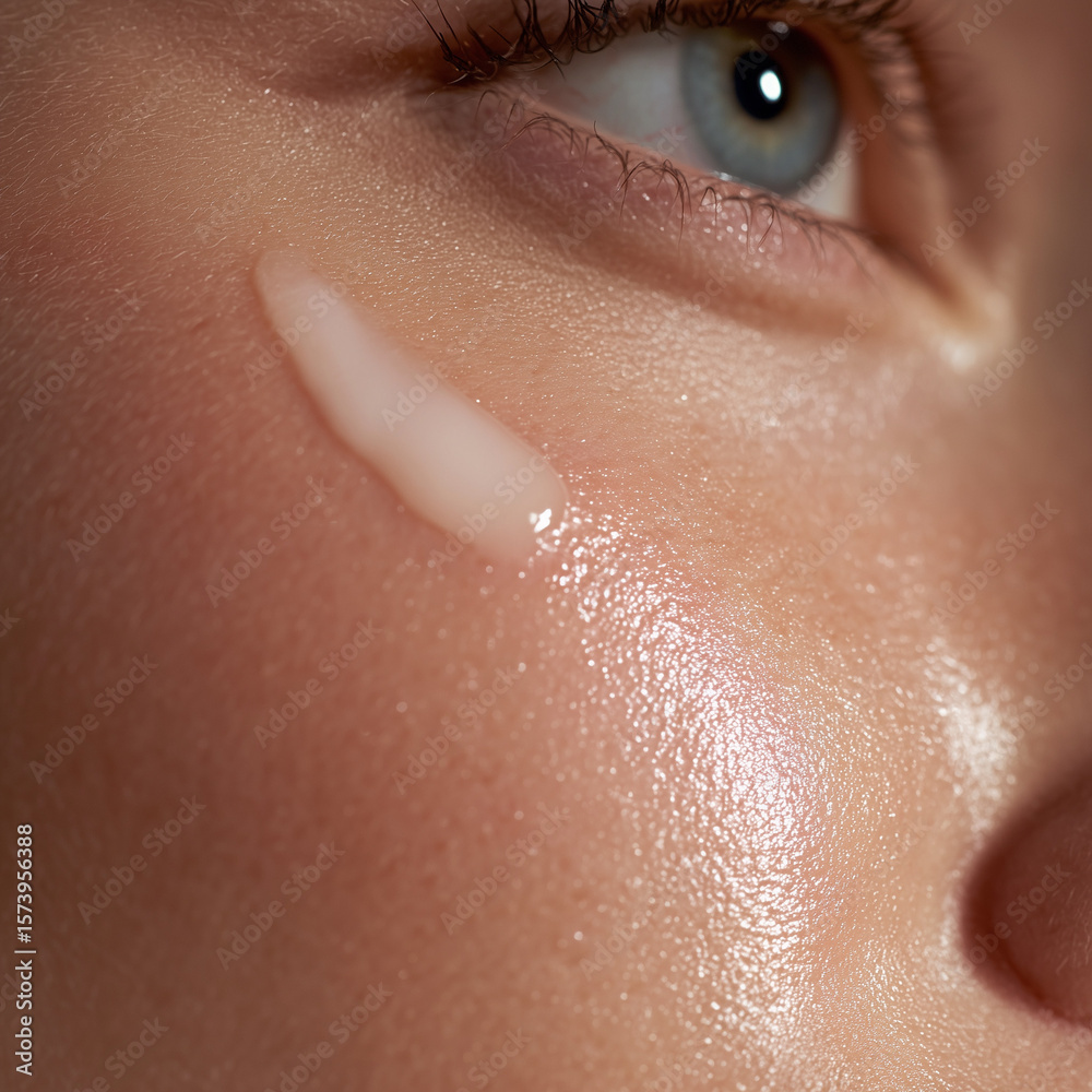Fototapeta premium Close-up of face with cream under the eye