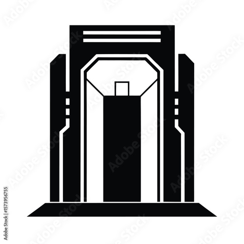 Futuristic sci fi automatic door silhouette for technology themes and modern architecture