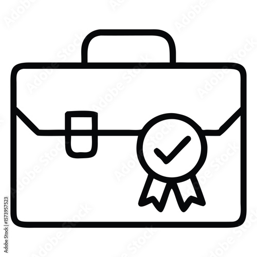 Approved briefcase icon design representing business success and corporate achievements in outline style