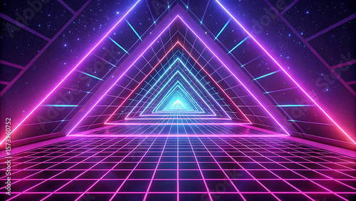 Neon Tunnel Futuristic Geometric background