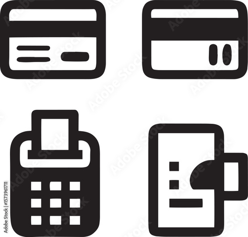 Financial Transaction and Payment Methods Glyph Icon Set