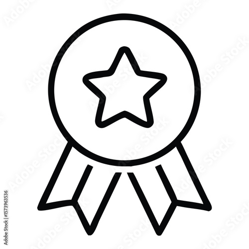 Minimalist award ribbon icon featuring a star symbol representing achievement and recognition